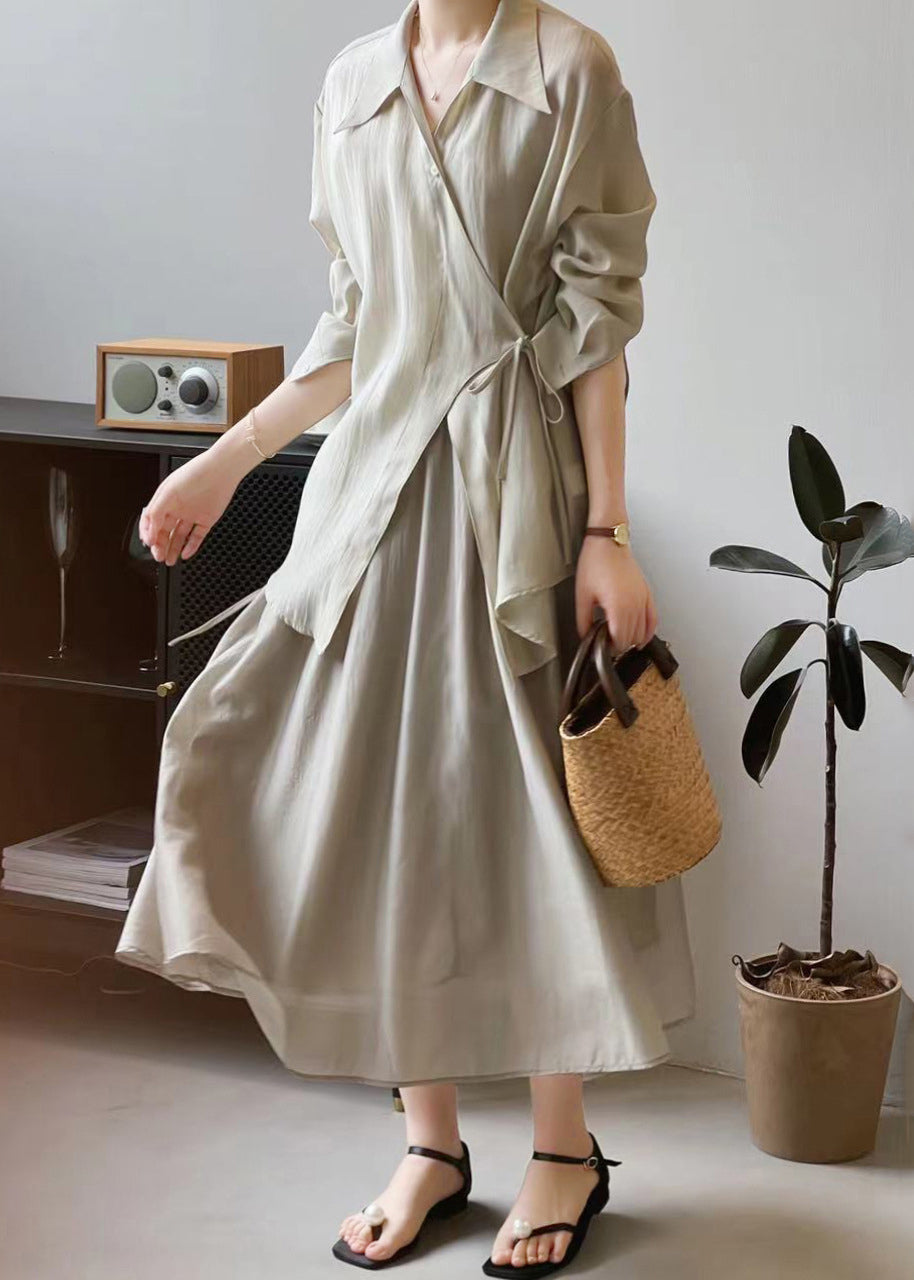 Green Button Two Piece Set Fall Peter Pan Collar