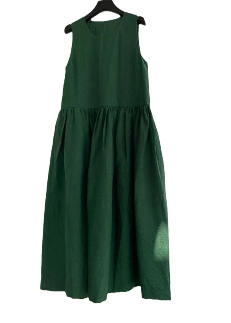 Natural Green Patchwork Maxi Dress Summer