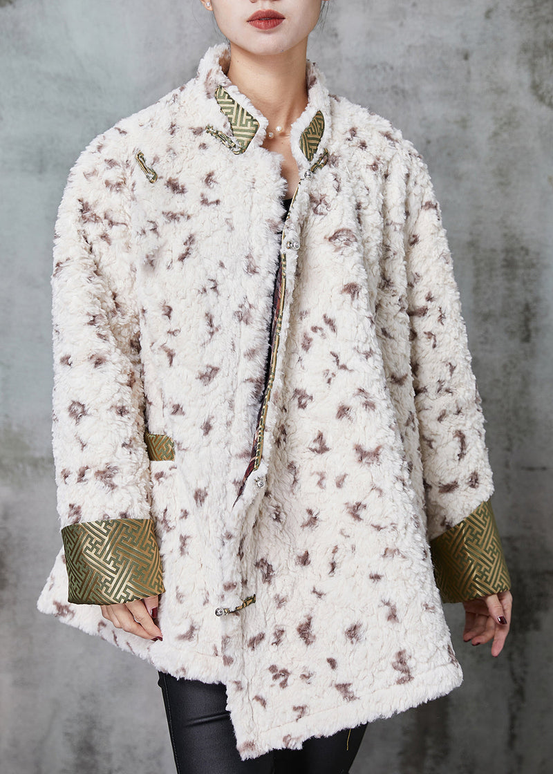 Apricot Print Fine Cotton Filled Faux Fur Jacket Spring