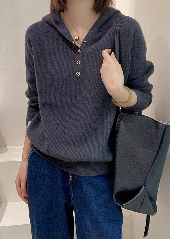 Rose Versatile Hooded Knit Top Spring