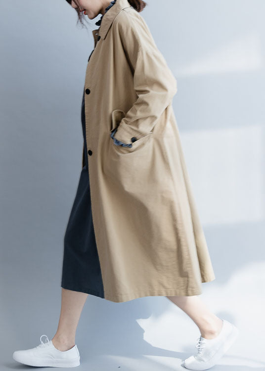 Blue Peter Pan Collar Button Cotton Trench Coats Spring