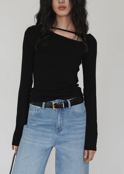 Red O Neck Hollow Out Cotton T Shirt Top Spring