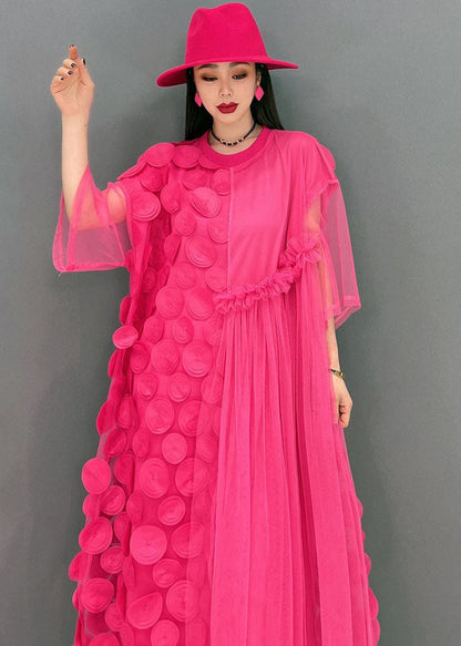 Red Asymmetrical Patchwork Tulle Long Dress Vestidos Summer
