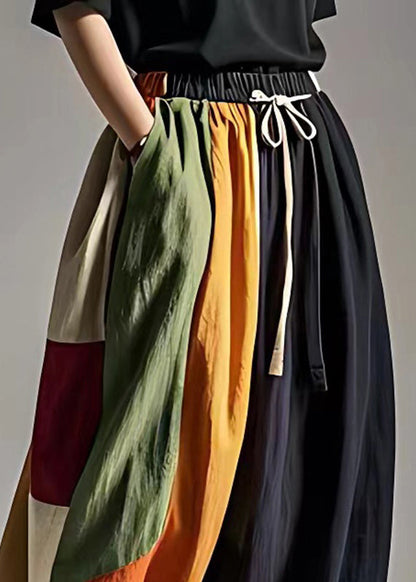 Black Tie Waist Pockets Wide Leg Pants