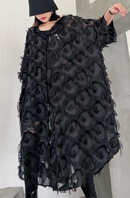 Black Feather Big Size Dress New V-spring Summer