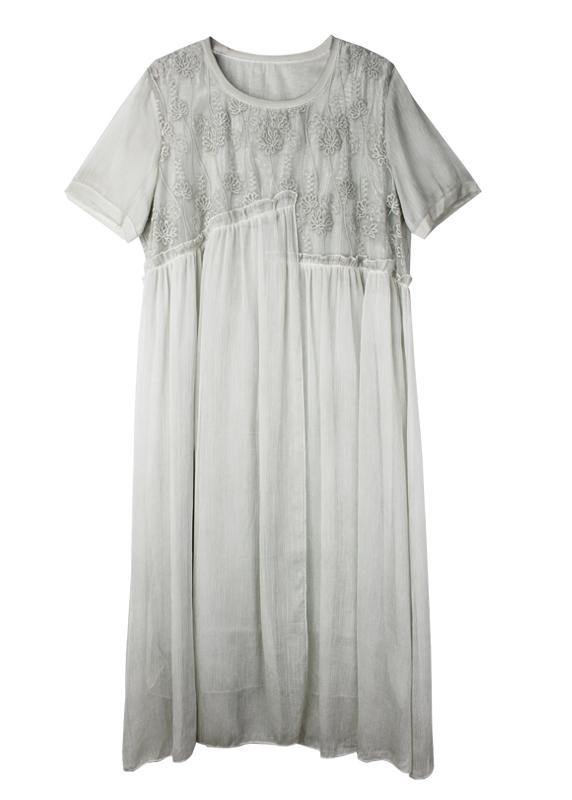 Beige Print Chiffon Asymmetrical Design Summer Maxi Dresses