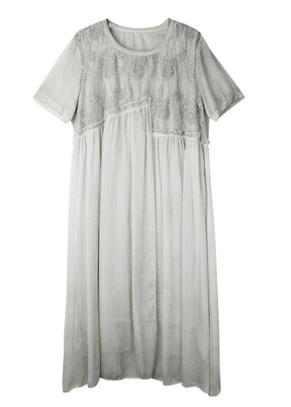 Beige Print Chiffon Asymmetrical Design Summer Maxi Dresses
