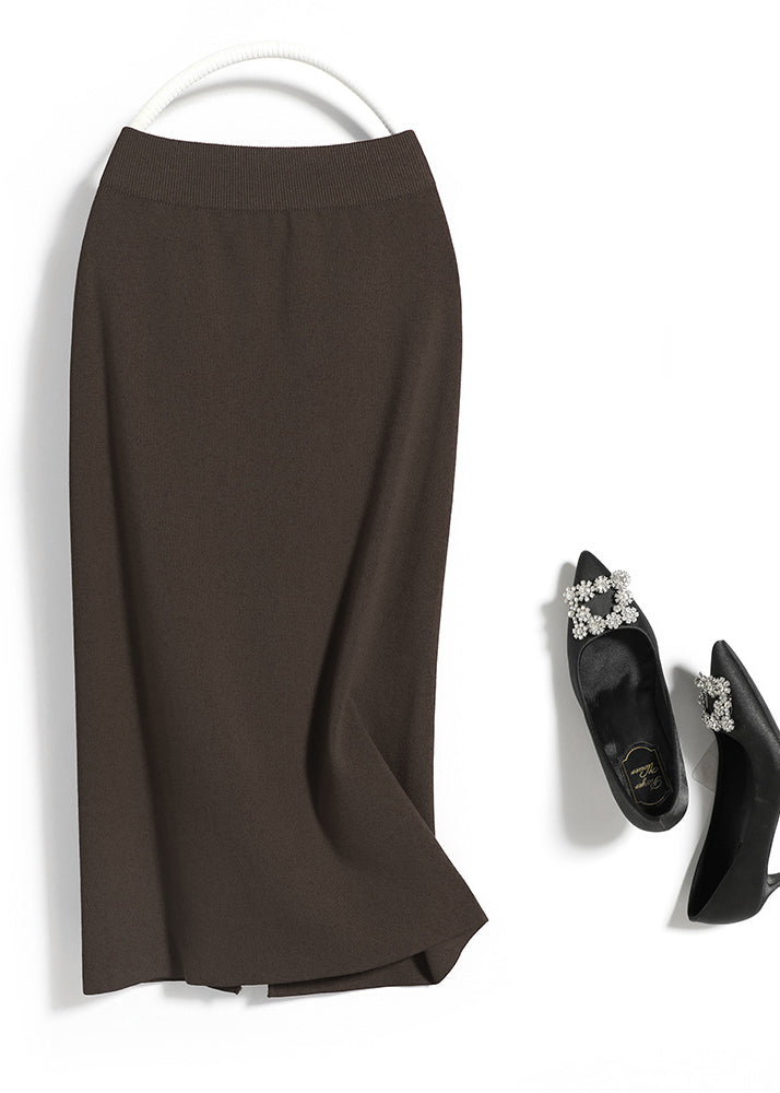Black Elastic Waist Knit Maxi Skirt Fall