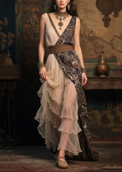 Diy Asymmetrical Design Tunic Chiffon Robe Dresses Summer