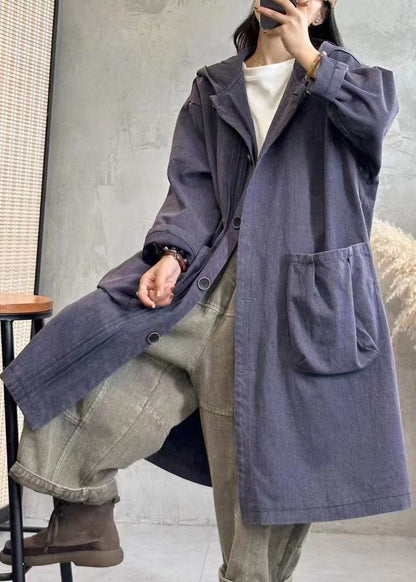 Black Wrinkled Button Hoodies Denim Trench Coats Fall