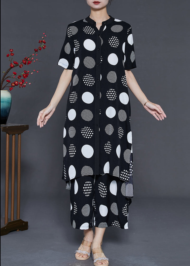 Black Print Draping Chiffon Two Pieces Set Summer