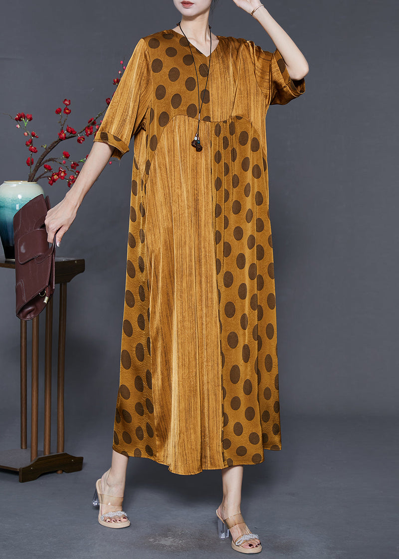 Diy Golden Oversized Patchwork Silk Maxi Dresses Summer