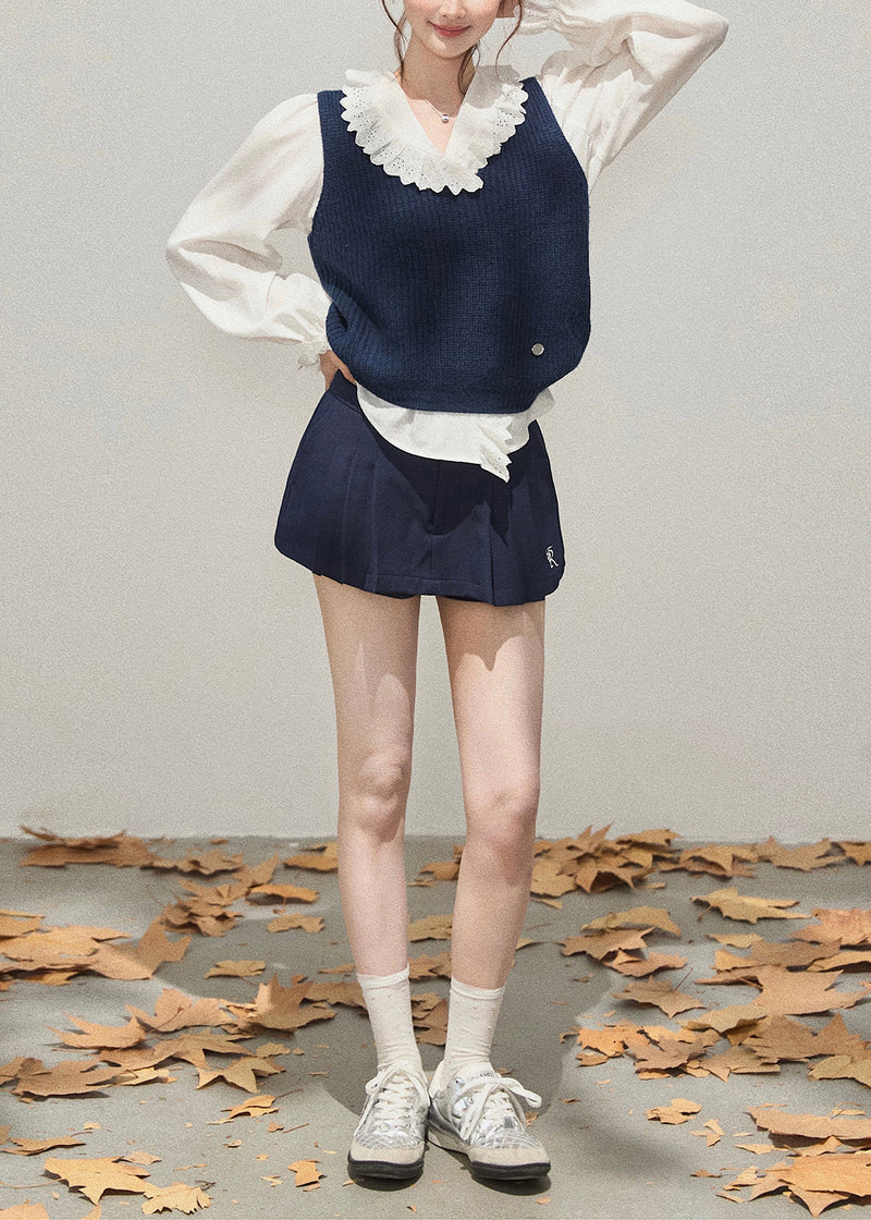 Classy Navy Thick Knit Vest Fall