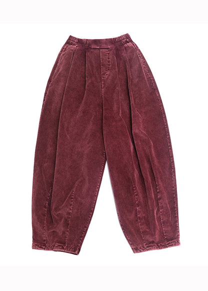 Mulberry Wrinkled Pockets Corduroy Lantern Pants Fall