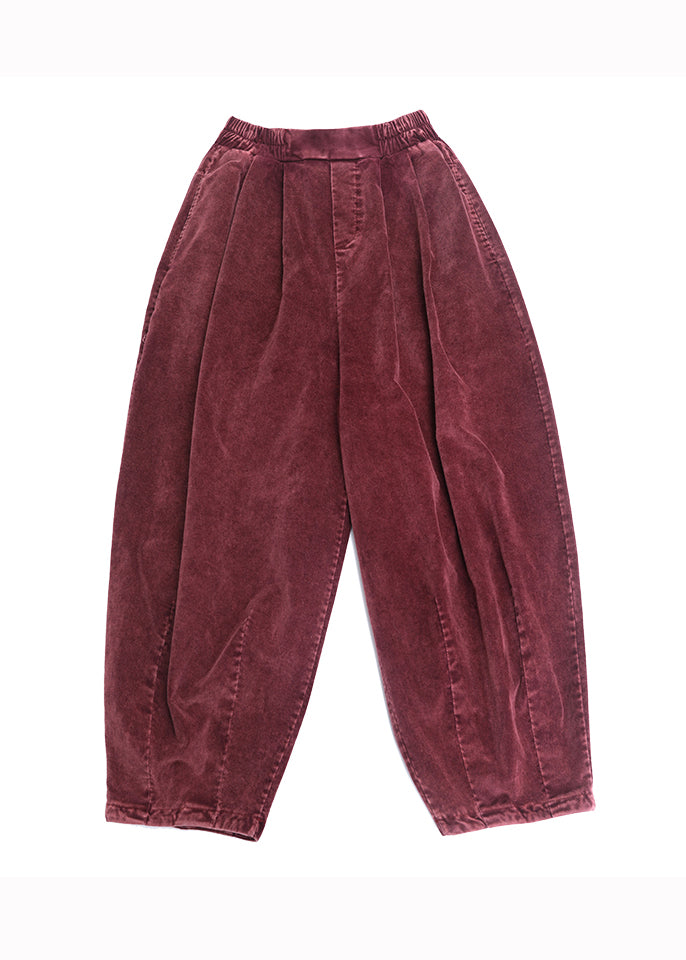 Mulberry Wrinkled Pockets Corduroy Lantern Pants Fall