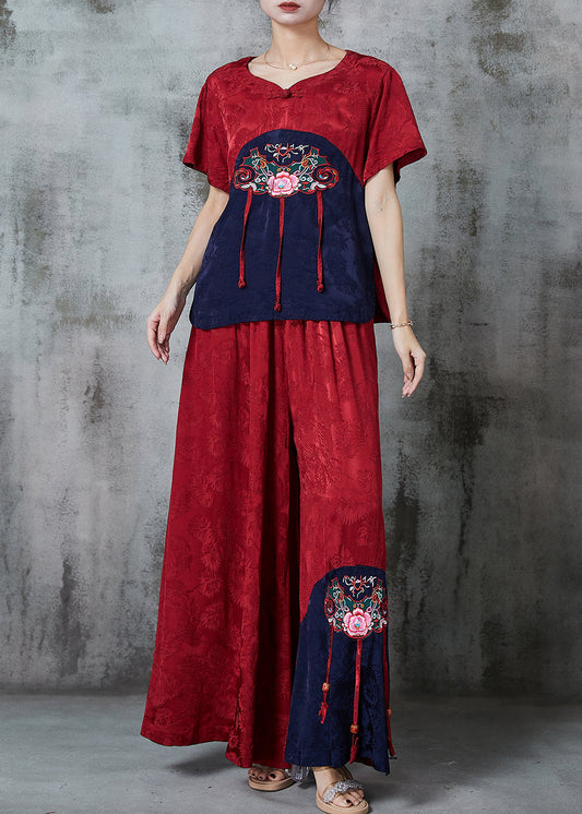 Mulberry Embroidered Patchwork Silk Sets 2 Pieces Summer