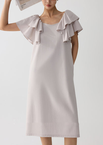 Apricot Cotton Work Straight Dress Butterfly Sleeve