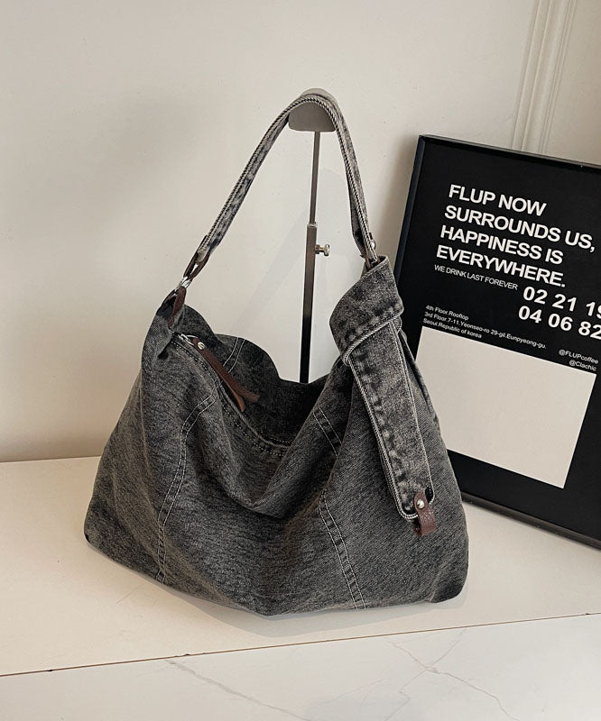 Black Durable Denim Versatile Message Bag