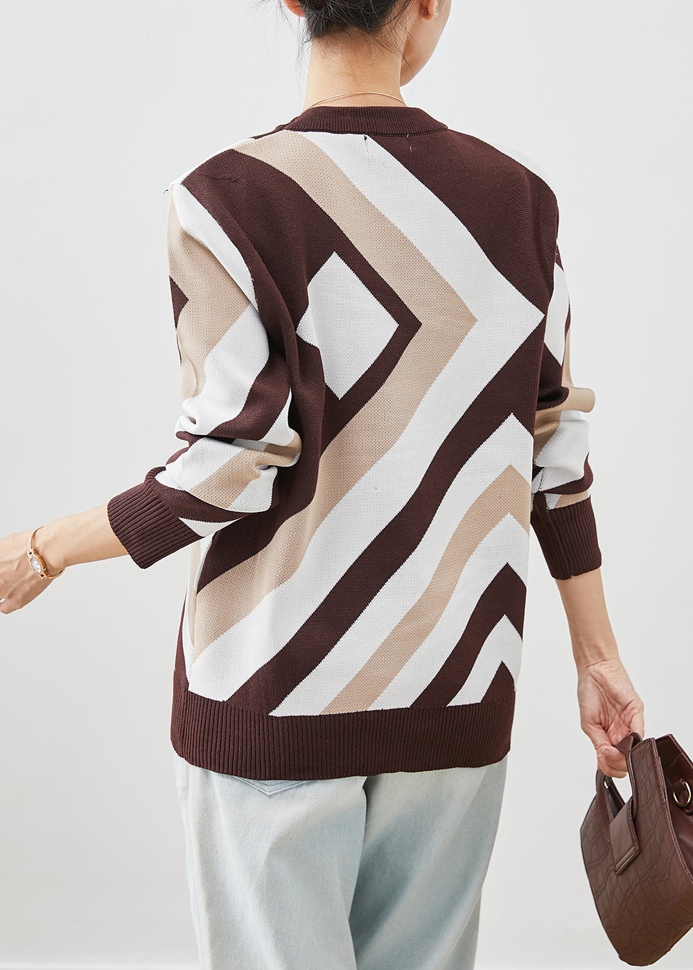Chocolate Print Thick Knit Short Sweater Winter