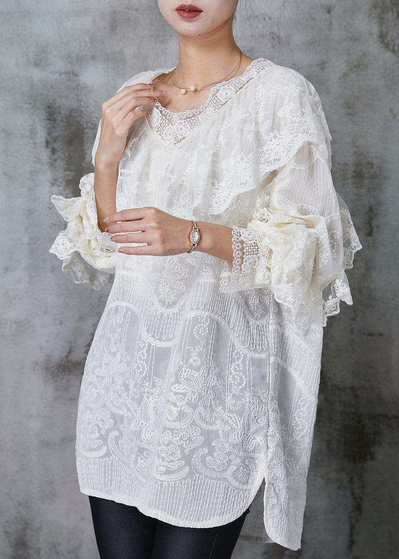 Apricot Embroidered Lace Dress Spring