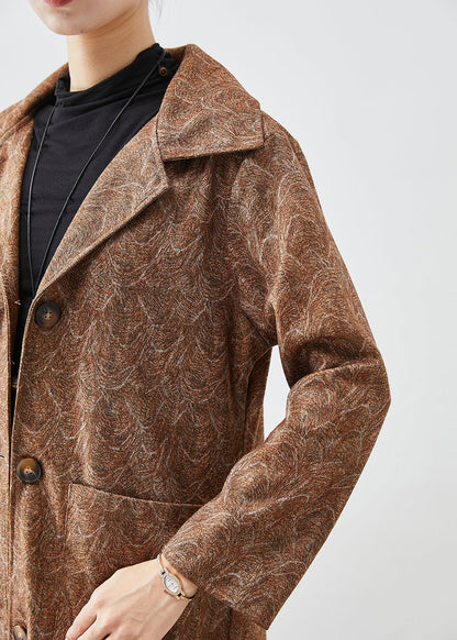 Diy Khaki Oversized Print Cotton Trench Coats Fall
