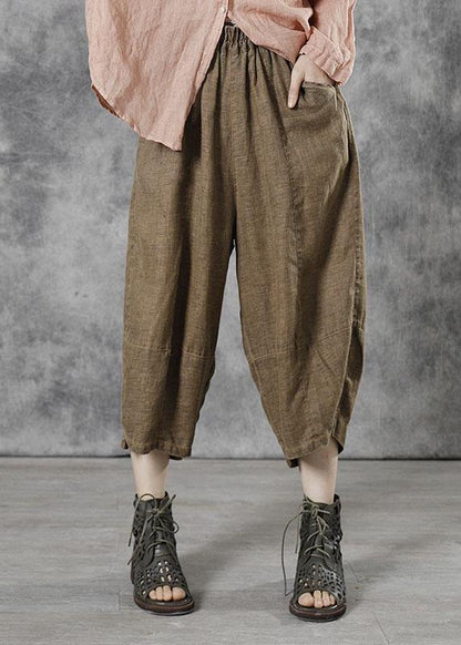 Khaki Patchwork Crop Fall Pants
