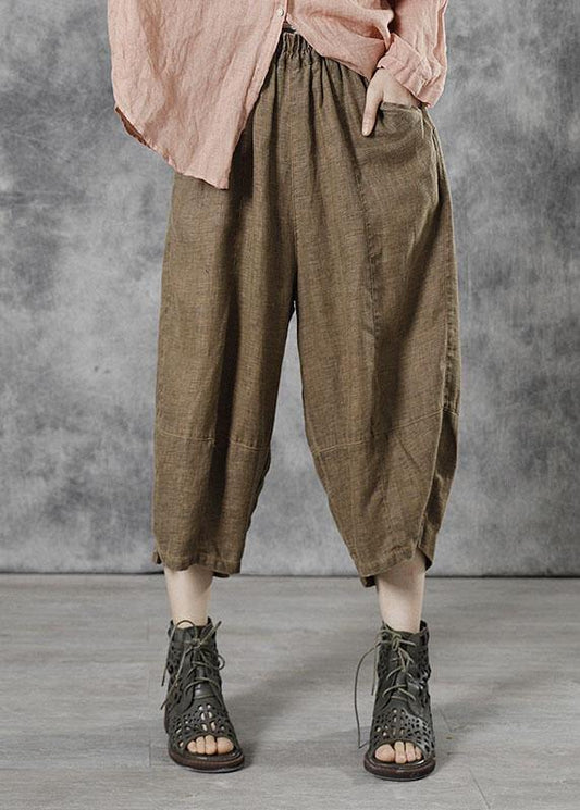 Khaki Patchwork Crop Fall Pants
