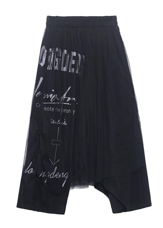 Diy Black Patchwork Letter Pants