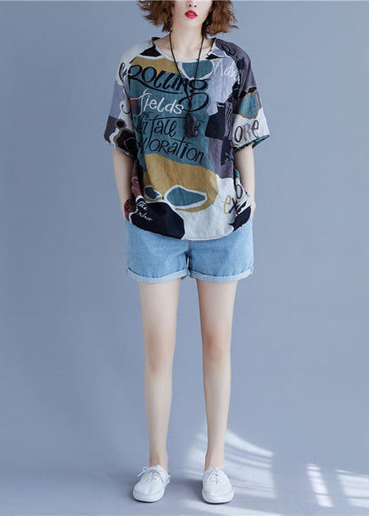 Italian Camouflage O Neck Patchwork Cotton T Shirts Short Sleeve