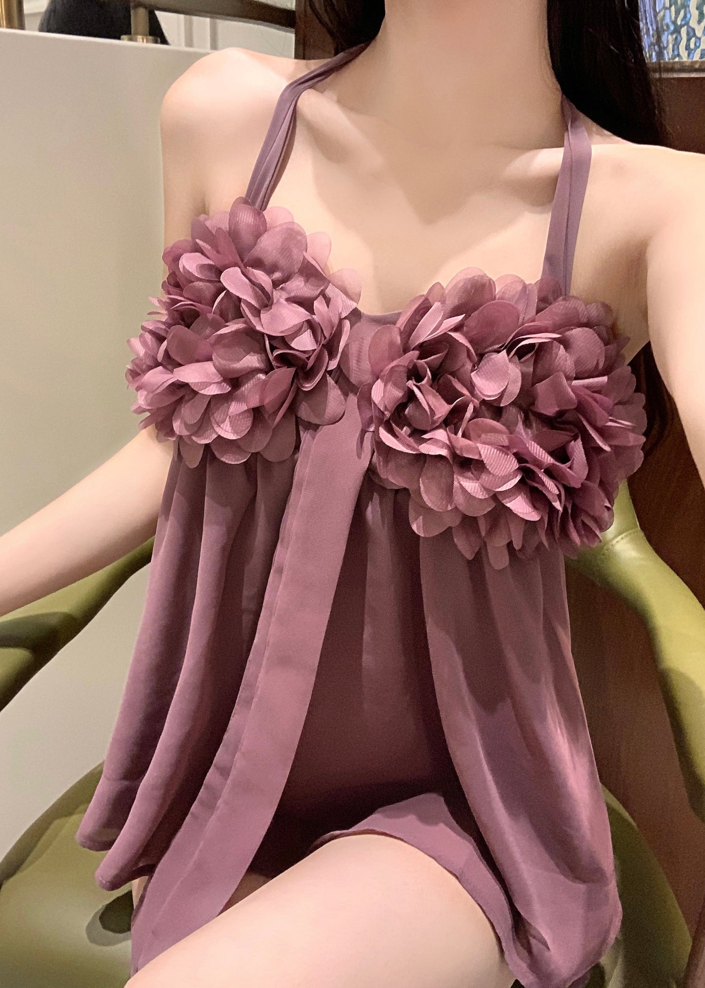 Purple Chiffon Halter Tops Summer