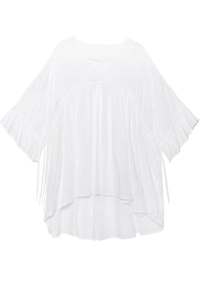 Black V Neck Cinched Low High Design Top