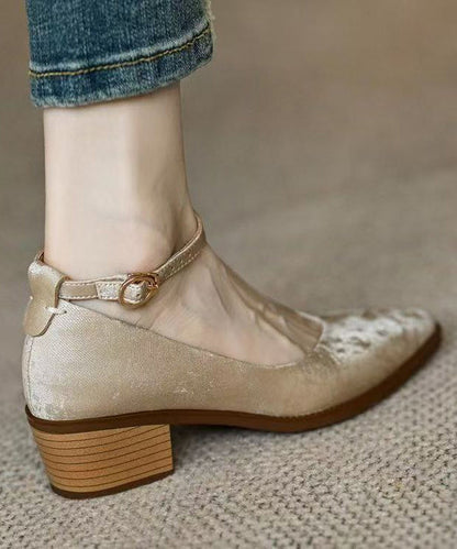 Green Faux Leather Chunky Loafers for Splicing Buckle Strap