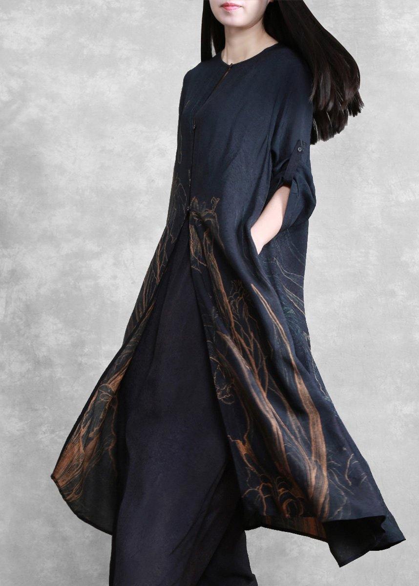 Retro Long Suit Silk Two Piece Set