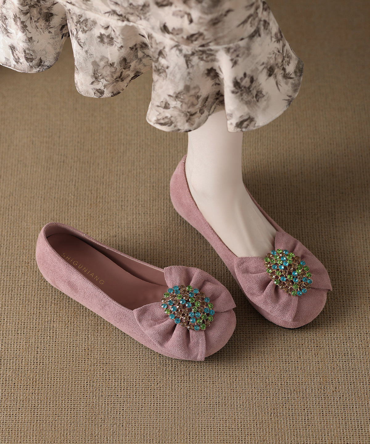 Black Cowhide Leather Flat Shoes for