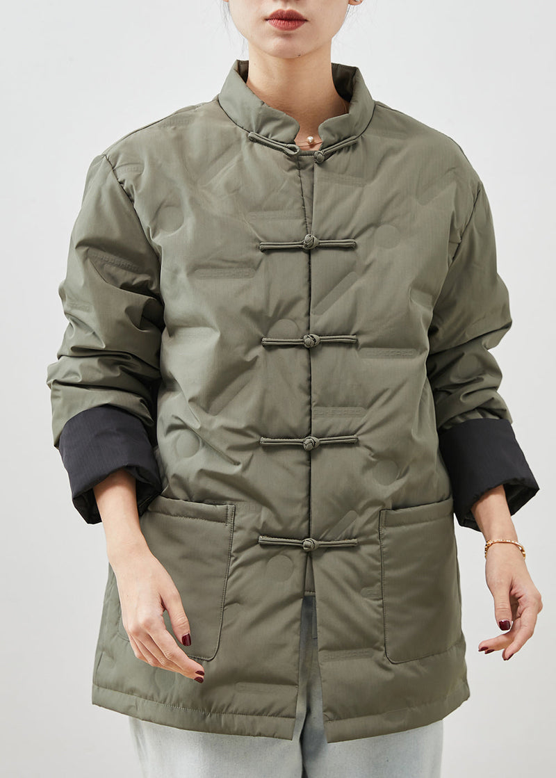 Grey Chinese Button Fine Cotton Filled Jackets Spring