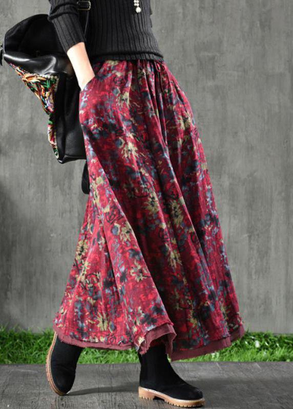 Velour Black Texture Skirt Maxi Length