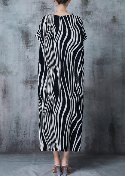Black Oversized Striped Chiffon Dress Summer