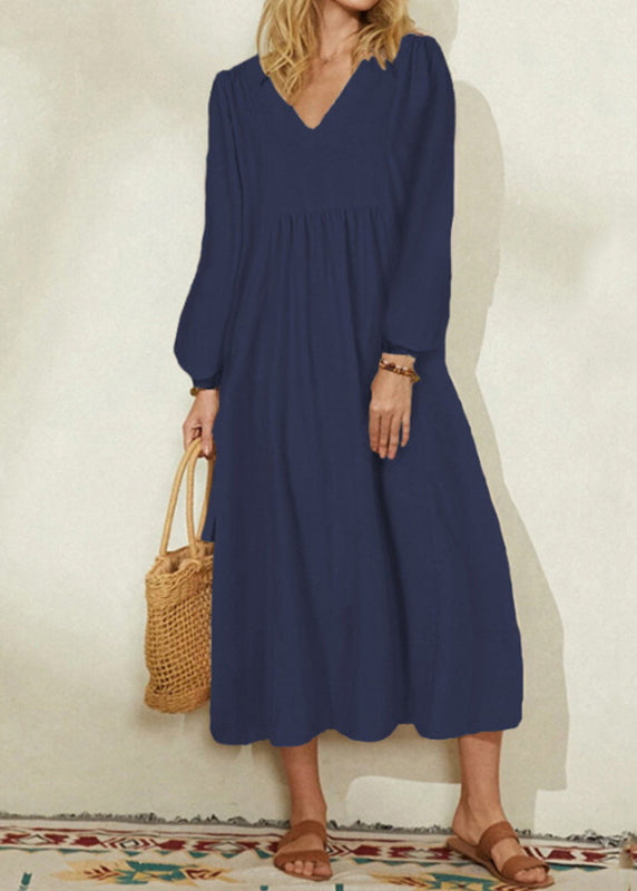 Orange V Neck Patchwork Long Dresses Spring