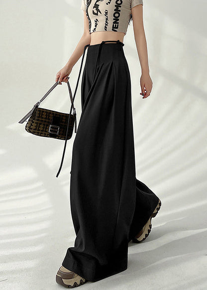 New Coffee High Waist Wrinkled Wide Leg Pants Spring