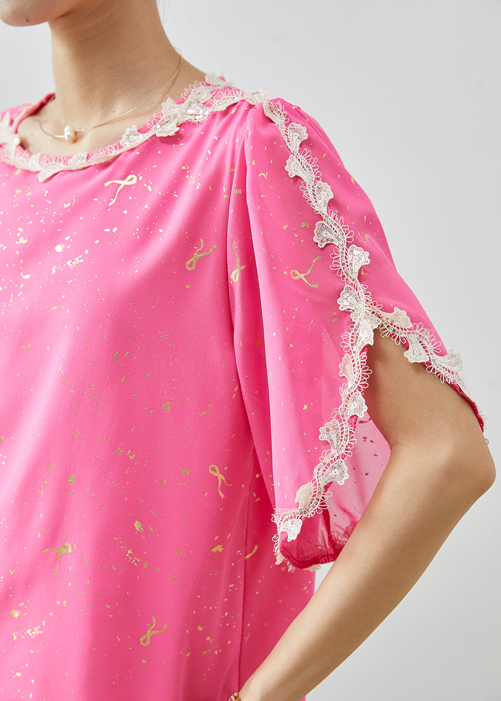 Pink Sequins Patchwork Chiffon Tank Tops Summer