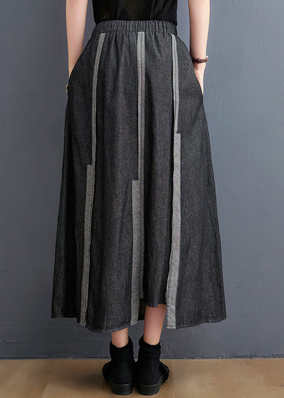 Diy Dark Gray Tie Waist Asymmetrical Design Fall a Line Skirt