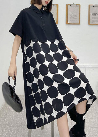 Black Dot Summer Short Sleeve Dress