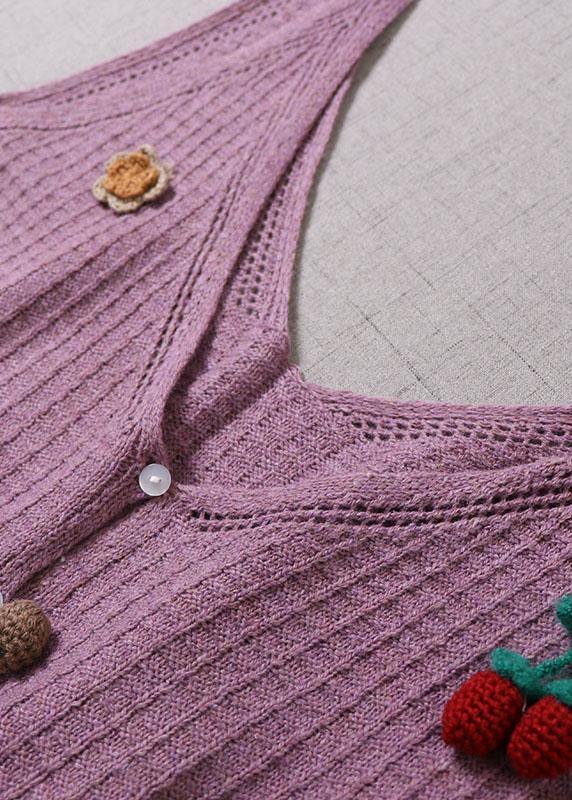 Modern Purple Button Fall Knit Vest