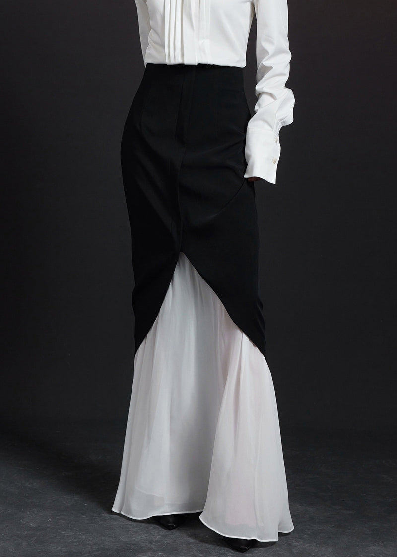 Unique Black High Waist Tulle Patchwork Skirts Summer