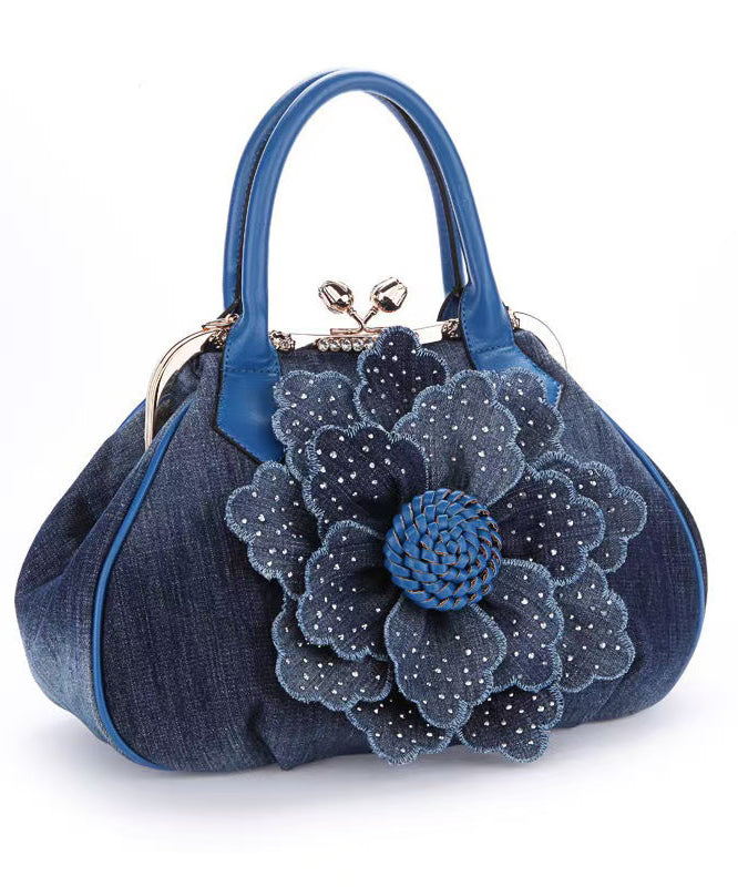 New Blue Flower Denim Satchel Bag Handbag