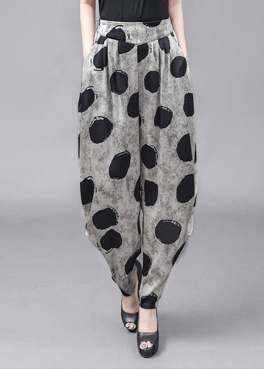 Style Loose Elastic Waist Dot High Waisted Lantern Pants