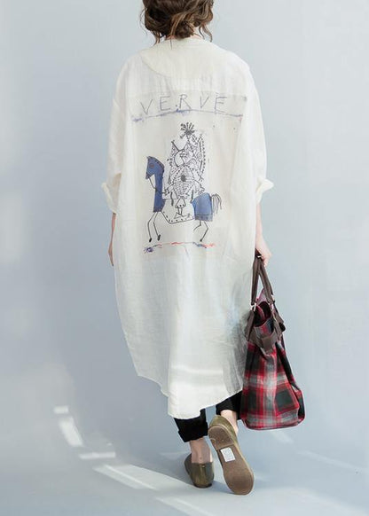 Style White Button Maxi Summer Cotton Dress
