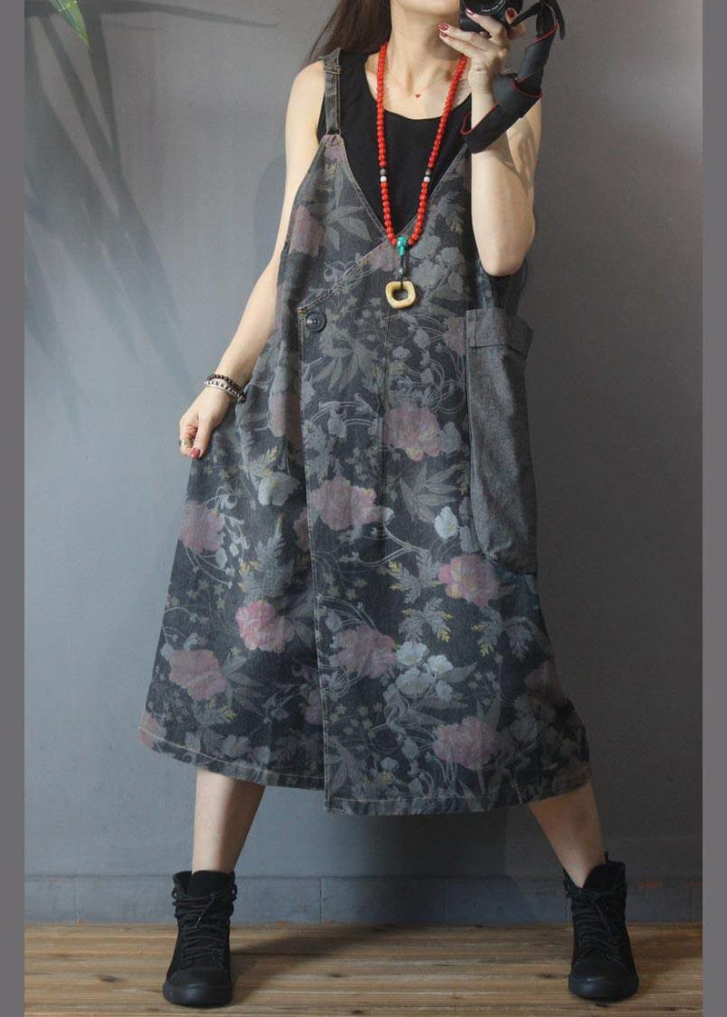 Classy Black Patchwork Print Asymmetrical Design Dresses Summer