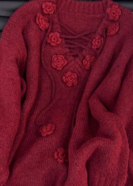 Mulberry V Neck Knit Sweater Tops Spring