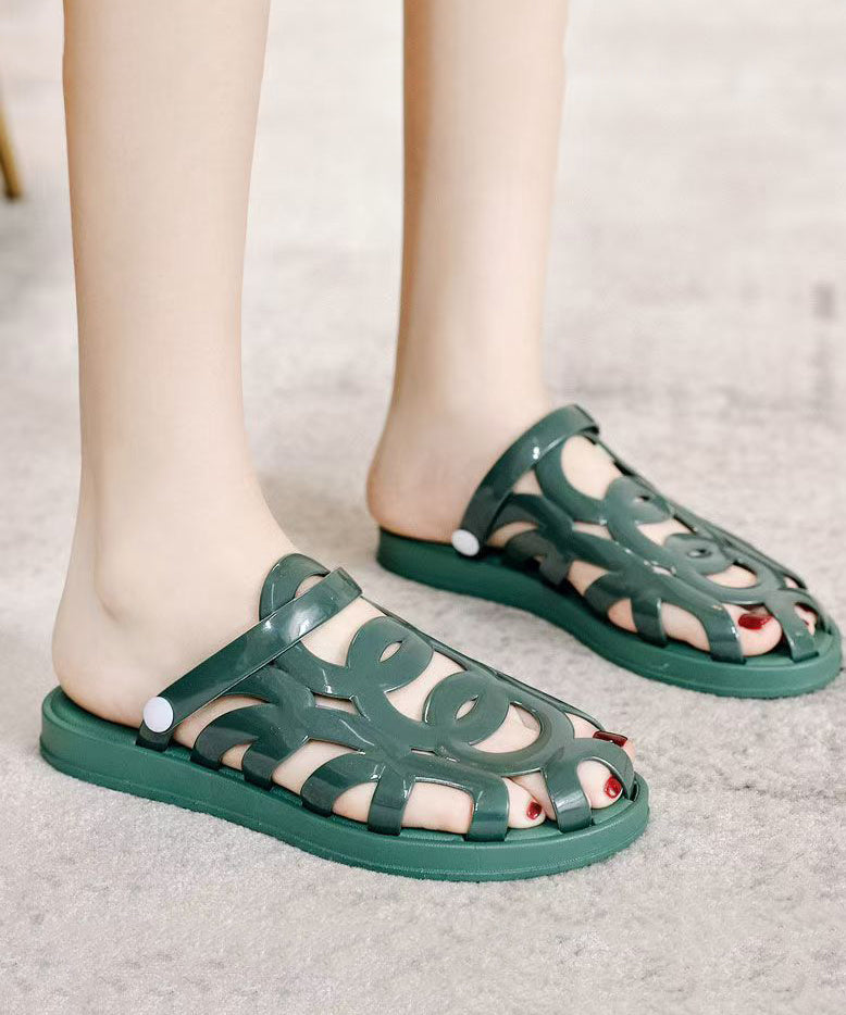 Black Hollow Out Splicing Comfy Slide Sandals